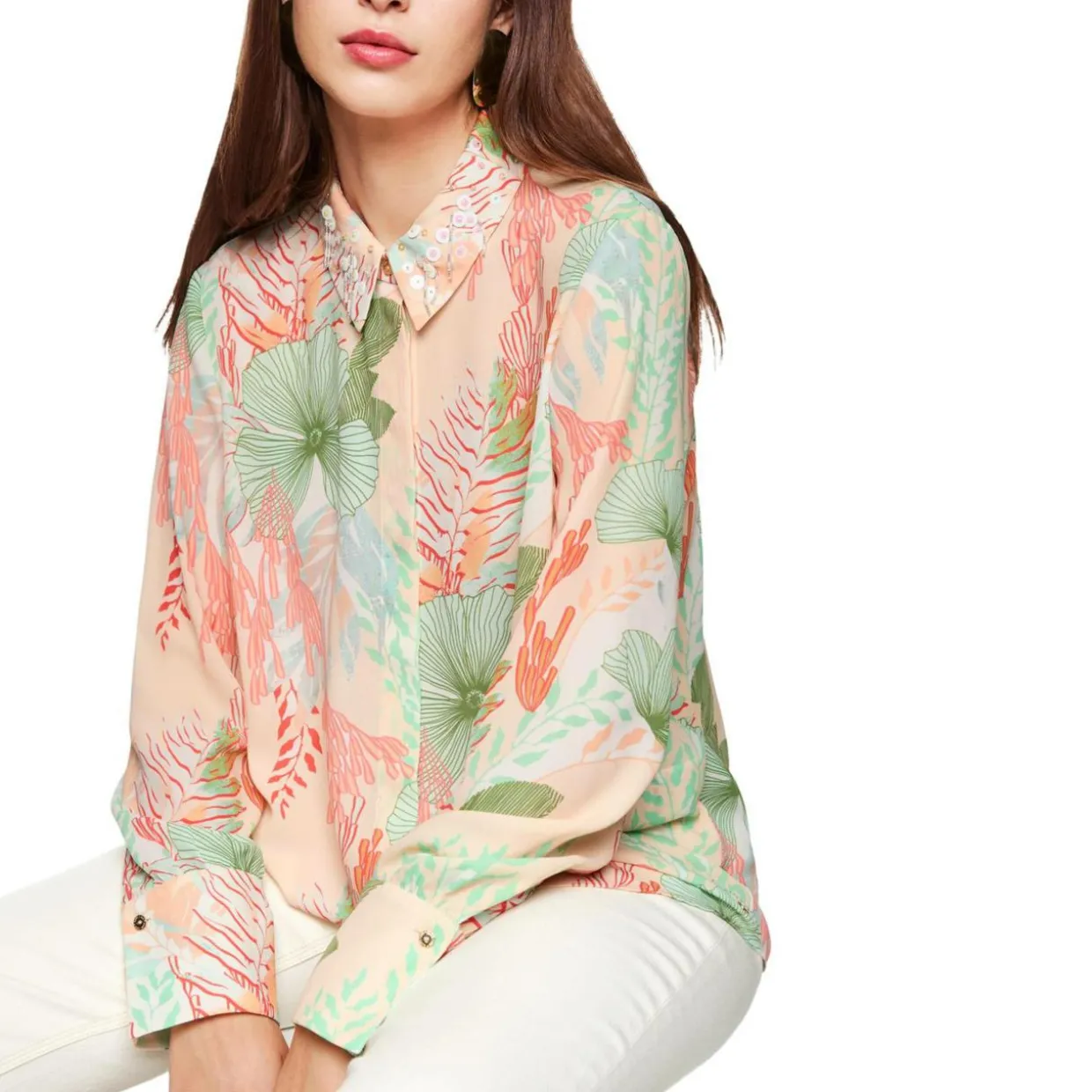 Bluse mit floralem muster