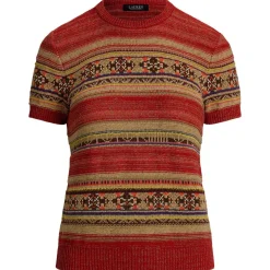Kurzarm Pullover mit Geostreifen