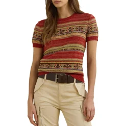 Kurzarm Pullover mit Geostreifen