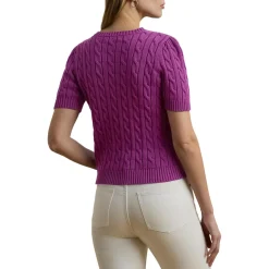 Kurzarm Pullover mit Zopfmuster