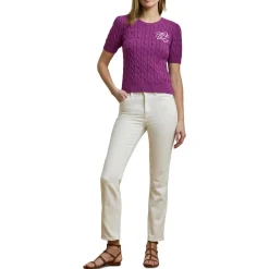 Kurzarm Pullover mit Zopfmuster