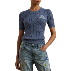 Kurzarm Pullover mit Zopfmuster