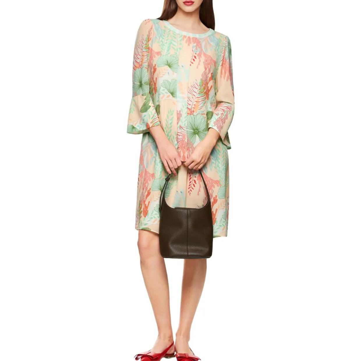 Kurzes kleid mit floralem print