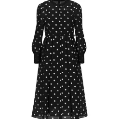 Langes tupfen-kleid aus seide und leinen