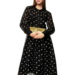 Langes tupfen-kleid aus seide und leinen
