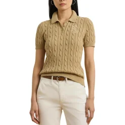 Polo-Pullover mit Zopfmuster