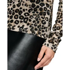 Semi-transparentes Oberteil mit Leo-Print