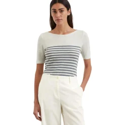 T-shirt, short sleeve, boat neck, striped