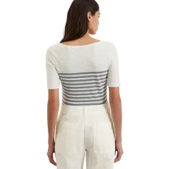 T-shirt, short sleeve, boat neck, striped