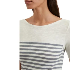 T-shirt, short sleeve, boat neck, striped